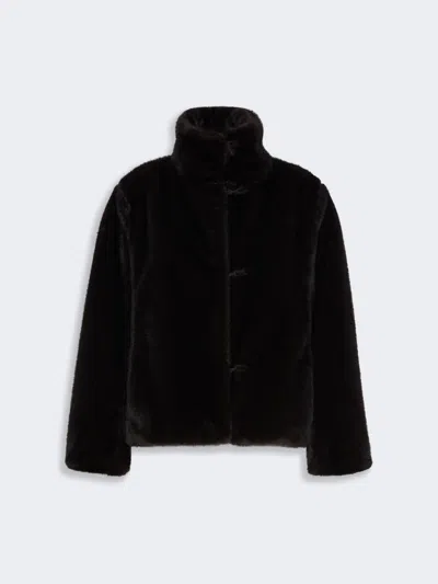 Max Mara Fluffy-textured Cropped Coat In Brown