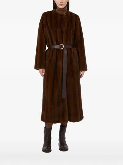 Max Mara Studio Mstorma Faux-fur Hazelnut In Brown