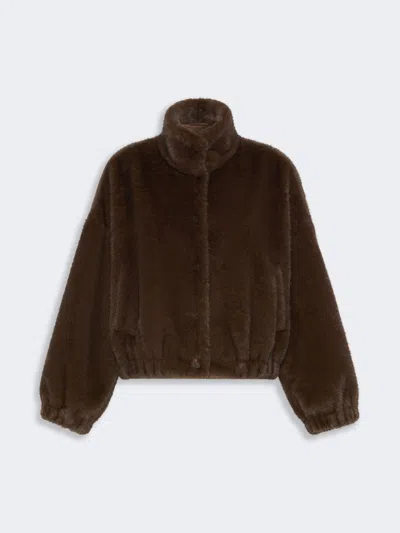 Max Mara Fluffy-textured Short Jacket In Brown