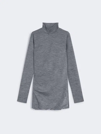 Max Mara Fluid Jersey High-neck Dress In Gray