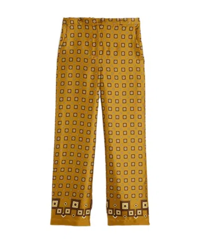 Max Mara Fluid Printed Silk Casual Pants In Brown