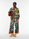 Max Mara Fluid Printed Silk Trousers In Antique Rose