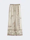 Max Mara Ivory Printed Silk Twill Mxmrive Fluid Trousers In White