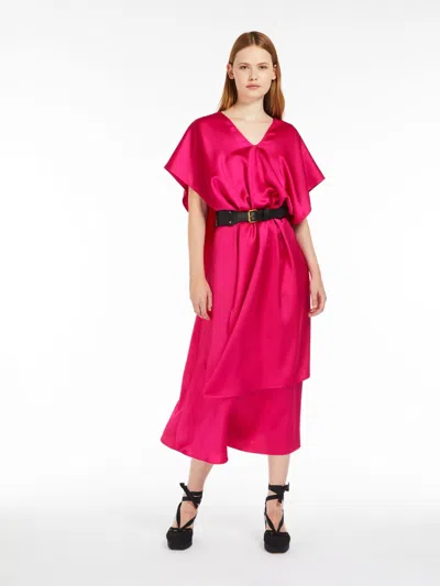 Max Mara Fluid Satin Dress In Fuchsia