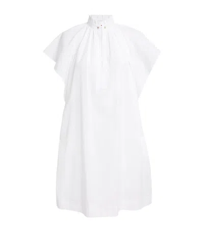 Max Mara Poplin Mini Dress With Flounce In Optical White