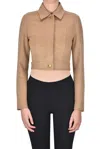 Max Mara Foglia Cropped Jacket In Brown