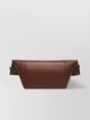 Max Mara Folded Leather Clutch Bag With Shoulder Strap In Brown