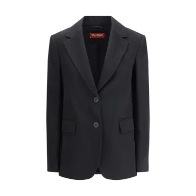 Max Mara Single-breasted Wool Broadcloth Blazer In Black