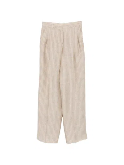 Max Mara Fonte Pinstripe-pattern Pleated Trousers In Multi