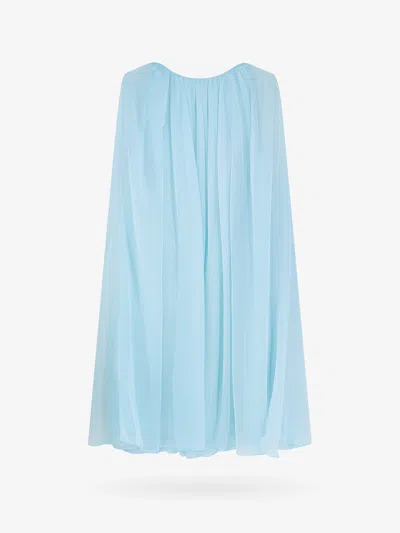 Max Mara Silk Chiffon Mini Dress In Blue