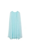 Max Mara Light Blue Footing Silk Chiffon Dress In Turchese