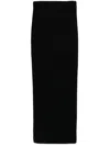 Max Mara Silk Maxi Skirt With Ribbed Texture In Black