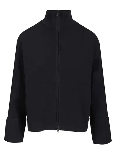 Max Mara Formato Full Zip Viscose Crepe Sweatshirt Sweatshirts Blue In Black