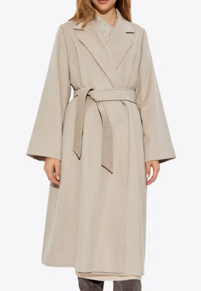 Max Mara Fornovo Belted Cashmere Long Coat In Beige