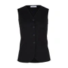 Max Mara Tailored Black Waistcoat With Deep V-neckline And Button Detail In Black