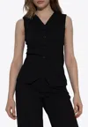 Max Mara Fornovo Sleeveless V-neck Tailored Gilet In Black