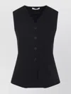Max Mara Tailored Black Waistcoat With Deep V-neckline And Button Detail In Black