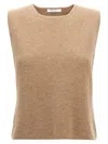 Max Mara Knit Fabric Round Neck Sleeveless Top In Nude