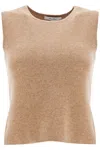 Max Mara Knit Fabric Round Neck Sleeveless Top In Beige