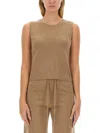 Max Mara Crewneck Sleeveless Top In Brown