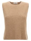 Max Mara Knit Fabric Round Neck Sleeveless Top In Nocciola