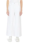Max Mara Foster Cropped Wide-leg Topstitched Pants In White