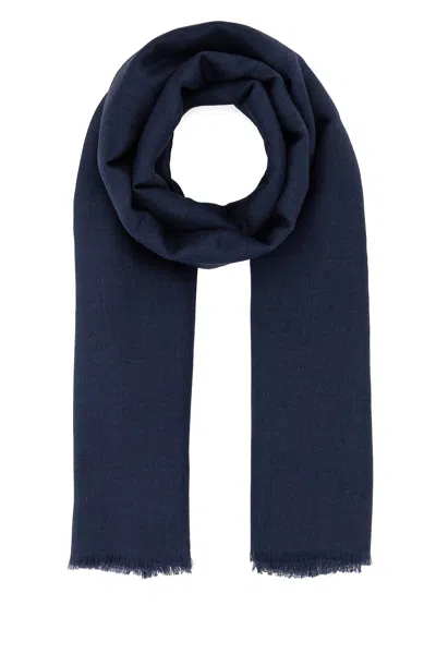 Max Mara Foulard Rauche In Misto Cashmere Blu Navy  Donna