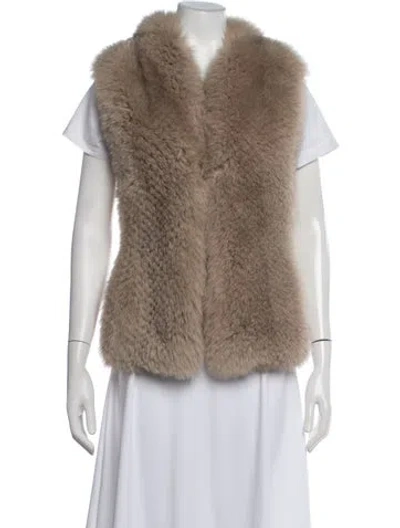 Pre-owned Max Mara Fox Vest In Neutrals