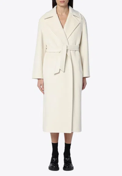 ワンピース MAX MARA WHITE CASHMERE BLEND DRESSING GOWN COAT Max Mara White cashmere blend dressing gown coat | TheDoubleF