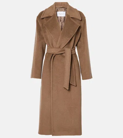 Max Mara Fragore Wool And Cashmere-blend Wrap Coat In Brown