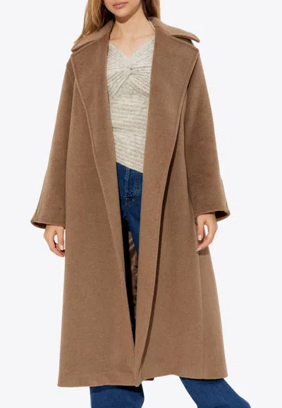 Max Mara Fragore Wool-blend Belted Coat In Brown
