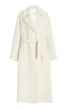 Max Mara Virgin Wool Belted Coat In White