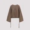 Max Mara Wool Drawstring Cuffs Pullover In Brown