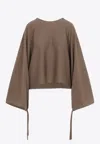 Max Mara Wool Drawstring Cuffs Pullover In Neutral
