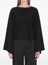 Max Mara Wool Batwing Sleeve Cropped Sweater In Black