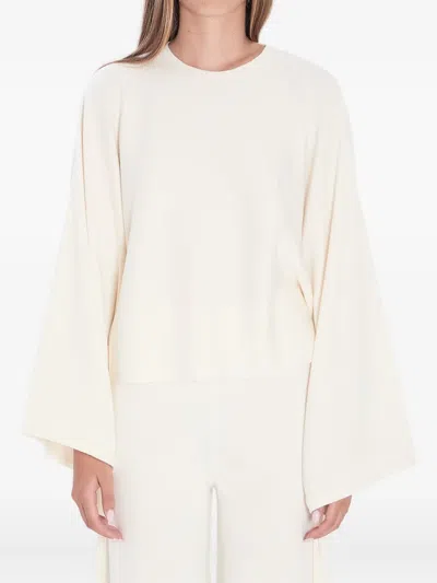 Max Mara Frais Batwing Gathered-cuff Sweater In Neutral