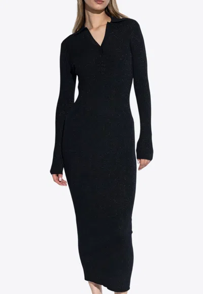 Max Mara Frais Ribbed Midi Dress In Black