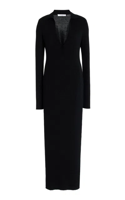Max Mara Frais Wool-blend Maxi Dress In Black