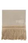 Max Mara Fringed Edge Wrap Scarf In Nude