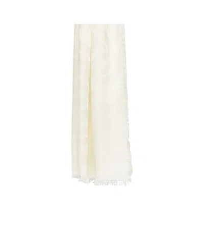 Max Mara Frayed Edge Scarf In Optical White