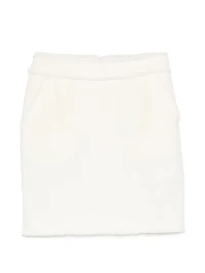 Max Mara Frayed-edge Mini Skirt In Neutral