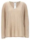 Max Mara 'arrow' V-neck Lightweight Knit Sweater In Brown