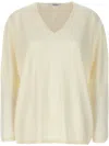 Max Mara Sand Cashmere Sweater In White