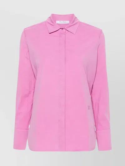 Max Mara French Cuff Shirt Side Slits In Pink