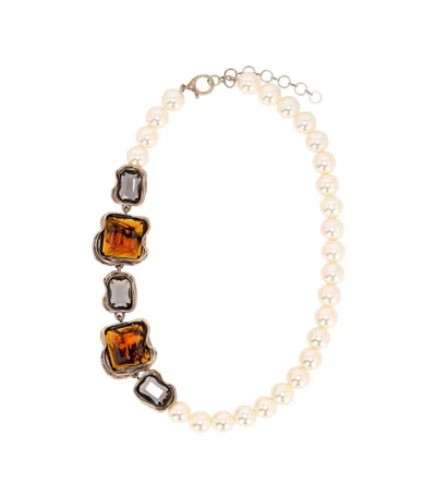 Max Mara Fresia Pearls Necklace In White