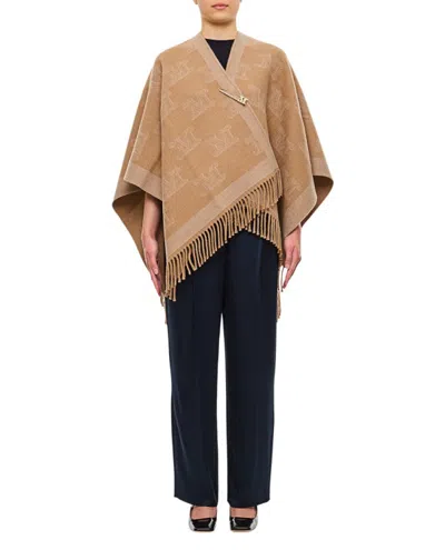 Max Mara Frine Logo Cape In Brown