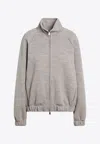 Max Mara Frine Wool-blend Zip-up Sweatshirt In Gray