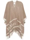 Max Mara Hilde Logo Jacquard Wool Poncho In Neutrals