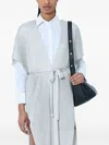 Max Mara Fringe-hem Tie-belt Cardigan In White
