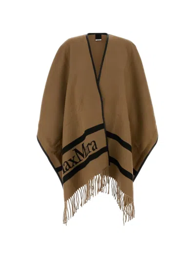 Max Mara Fringe Stripes Scarf In Brown